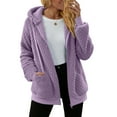 thumbnail image 3 of Rohuuque Women's Zip Up Hoodies Quilted Fleece Hooded Jacket Long Sleeve Sherpa Lined Sweatshirt Fall Winter Coat with Pockets Purple, 3 of 7