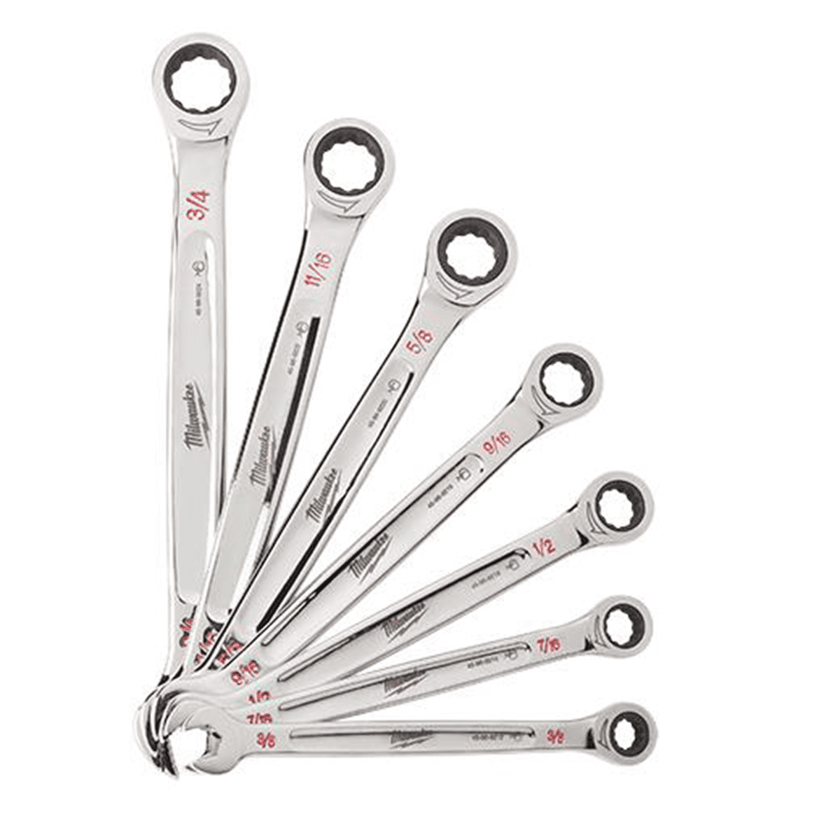 Milwaukee 48-22-9406 SAE Combination Ratcheting Wrench Mechanics Tool Set (7-Piece)