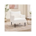 thumbnail image 1 of Moderno corduroy accent chair - comfy reading single sofa con arms para dormitorio, waiting room o oficina study (blanca), 1 of 7