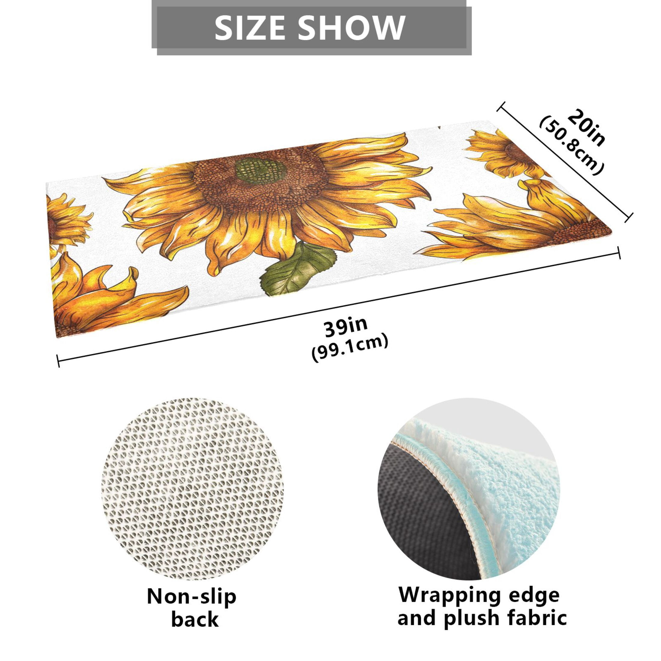 Sunflower in White Bathroom Rug 39x20 Non Slip Quick Dry Washable Bathroom Mats for Bedroom Living Room Kitchen