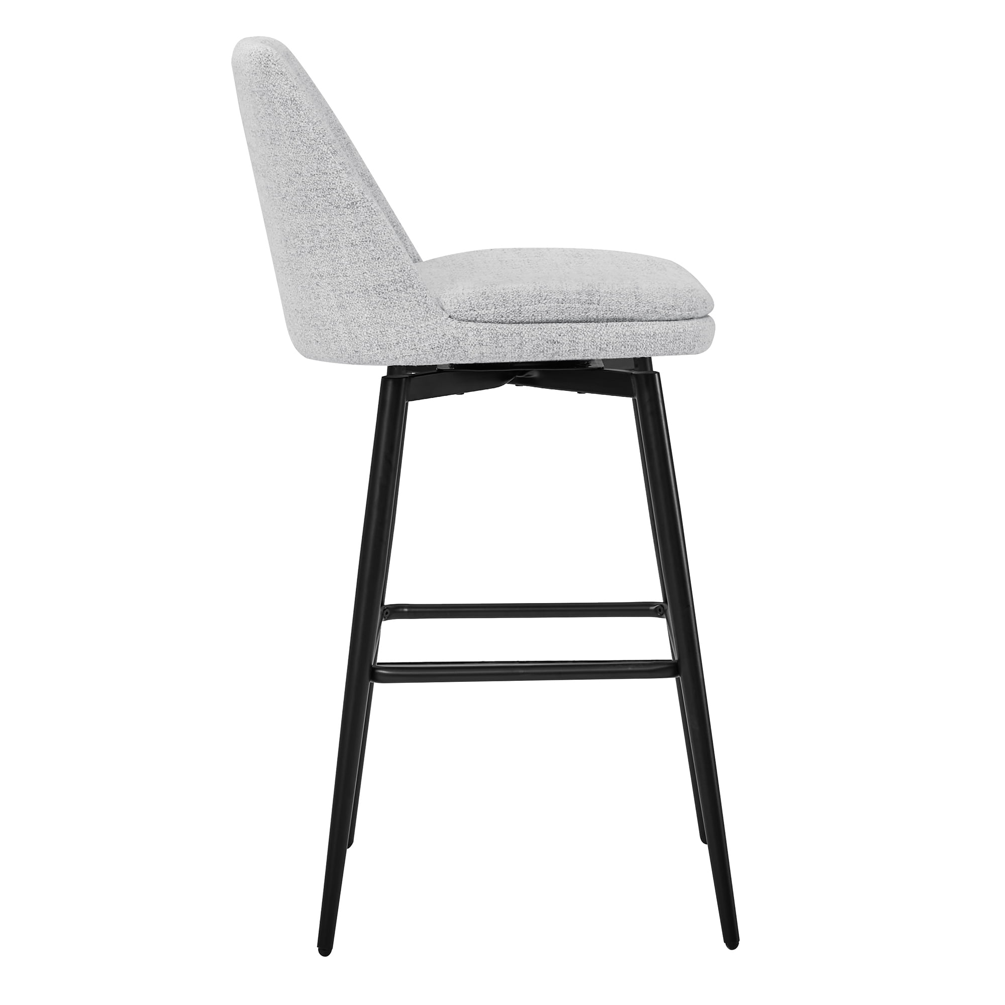 CHITA 30 inch Counter Height Swivel Bar Stools Low Back Set of 3, Metal Base, Fabric in Cloud