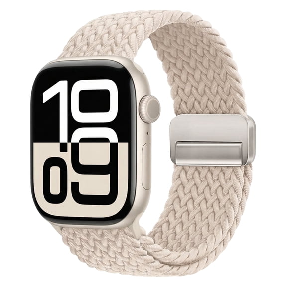 Magnetic Braided Loop Band Compatible with Apple Watch Series 11 10 42mm 9 8 7 6 5 4 40mm 41mm for Women Men, Stretchy Nylon Elastic Sport Strap for iWatch SE 1/2/3