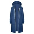 thumbnail image 6 of Luwomo Women's Casual Jackets Zipper Long Sleeve Hooded Drawstring Warmth Versatile Outerwear Everyday Activities with Pockets Blouses Navy,XL, 6 of 6