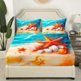 thumbnail image 3 of Erosebridal Orange Starfish Twin Sheet Sets, Sea Beach Bed Sheets Twin, Blue Ocean Bedding Twin Size, Ultra Soft Bedroom Decoration, 3 Pieces, 3 of 7