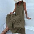 thumbnail image 5 of pimelu Dresses for Women Wedding Guest Dresses for Women Beach Button up Loose Ruffle Swing Tank Long Dress Summer Formal Solid Sleeveless V-Neck Women Maxi Sundresses, 5 of 5