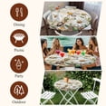 thumbnail image 6 of White Daisy Round Tablecloth 45-54 Inch Round Fitted Table Cloth with Elastic Edge, Summer Botanical Bee Farmhouse Brown Wooden Waterproof Table Cover Protector for Outdoor Picnic Party Dining, 6 of 6