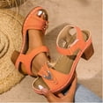 thumbnail image 4 of LOVZFMLL Women's Chunky Block Heel Sandals Hollow Open Toe Ankle Strap for Summer Casual Outdoor Walking Beach Vacation Orange 7.5, 4 of 9