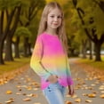 thumbnail image 4 of XADYUY Long Sleeve Shirts for Girls 10-12 Casual Tie Dye Crewneck Shirts for Kids Girls Winter Basic Top for Girls Cotton Girls Blouses 4-5 Years,Hot Pink, 4 of 6