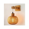 thumbnail image 1 of Aetomce Boho Vintage Rattan Wall Sconce Indoor Light Fixture Bamboo, 1 of 5