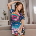 thumbnail image 3 of Susaid Colorful Donut Pattern Sleep Shirts for Women Short Sleeve Night Shirts for Sleeping Pullover Nightgown Soft Nightdress, 3 of 6
