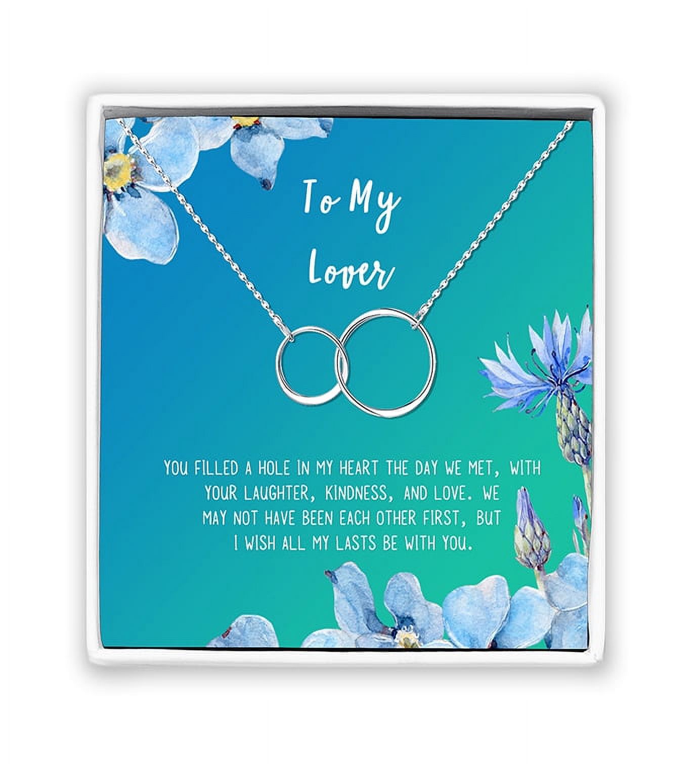 Anavia To My Lover Necklace Gift, Lover Birthday Gift, Mother's Day Gift, Proposal Gift, Card Gift for Girlfriend-[Silver Infinity Double Ring, Bright Blue Gift Card]
