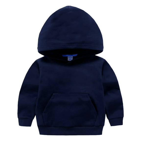 Ulanda Baby Toddler Kid Boy Girl Solid Casual Pocket Hoodie Sweatershirt Pullover (Dark Blue, 9-10 Years)