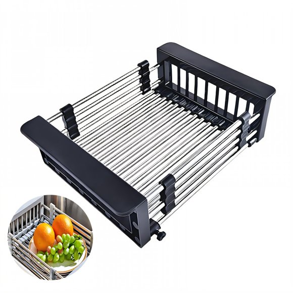 Bamboohart Small Dish Drying Rack Exquisite Design Dish Drying Rack in Sink Flexible Placement Over the Sink Dish Drainer Drying Rack Gray