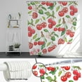 thumbnail image 4 of Cherry Shower Curtain Summer Fruit Shower Curtain with 12 Hooks Cute Aesthetic Pink Floral Green Leaf Fruit Cherry Bathroom Decor Waterproof Fabric Shower Curtain, 72×72 Inch, 4 of 6