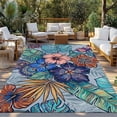 thumbnail image 2 of Vintage Boho Floral Outdoor Rug for Patio/Deck/Porch, Non-Slip Large Area Rug 6 x 9 Ft, Colorful Vintage Flowers Abstract Art Indoor Outdoor Rugs Washable Area Rugs, Camping Rug Carpet Runner, 2 of 8