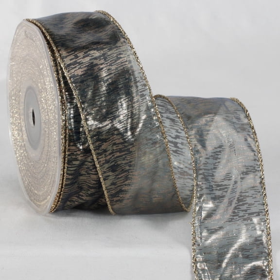 The Ribbon People Blue and Gold Colored Metallic Sheer Wired Craft Ribbon 1.5" x 27 Yards