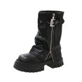thumbnail image 1 of Zapatos con hebilla de cinturón para mujer, botas modernas con cremallera lateral, punta redonda de alta calidad, a la moda, 2023, 1 of 5