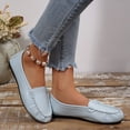 thumbnail image 6 of Dweltoz Women's Leather Loafers Business Casual Comfortable Boat Shoes Lightweight Slip on Retro Dressy Shoes,Blue 36, 6 of 9