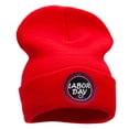 thumbnail image 4 of Happy Labor Day Embroidered 12 Inch Long Knitted Beanie - Red OSFM, 4 of 5