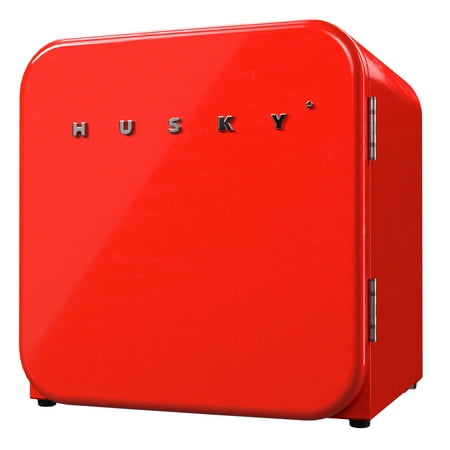 Husky 43L Retro Style 1.5 Cu. ft. Freestanding Beverage Countertop Mini Fridge Reversible Door in Red  New