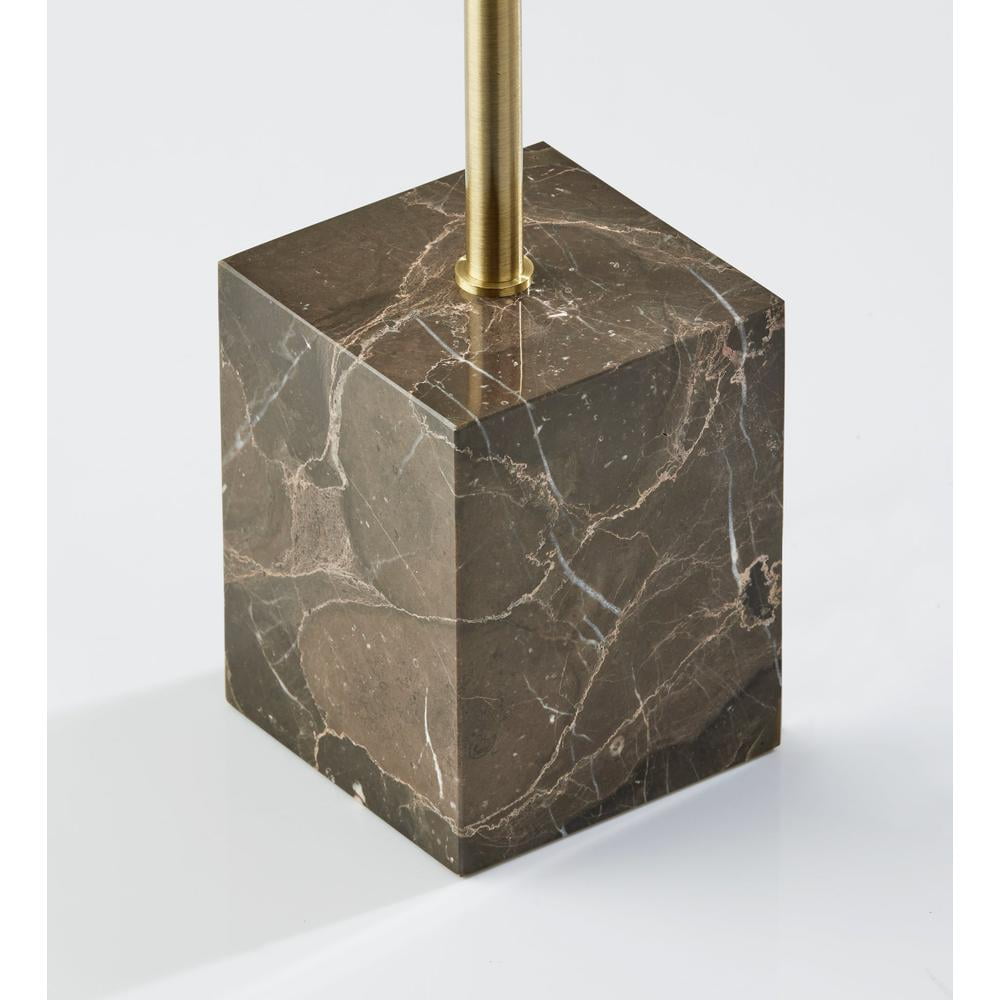 Adesso Hawthorne Floor Lamp, Antique Brass, Electronic, Metal Shade