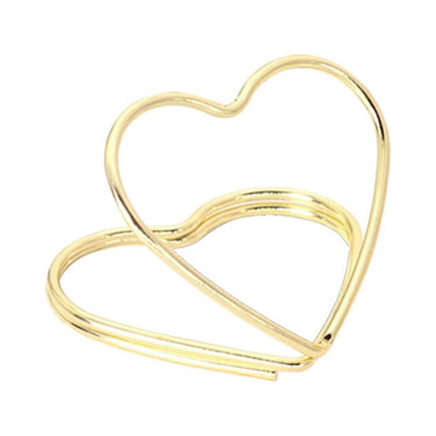 Kearding 10 Uds. De Clips para de comedor, tarjeteros antioxidantes de doble capa con corazón, soporte de escritorio, fiesta de negocios, cartulina Plata