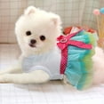 thumbnail image 5 of Vestido para perrita pequeña Lindo vestido tutú de princesa de 2 piezas con estampado de corazón y labios, vestido para cachorrita, adecuado para niñas, perritas pequeñas, rosa y azul, L., 5 of 5