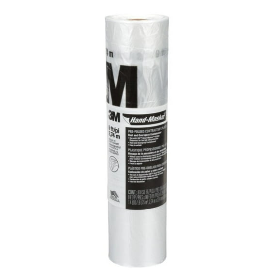 3M Hand-Masker Contractor's Plastic, 9 ft x 90 ft x 0.00035 in, 1 Roll/Pack