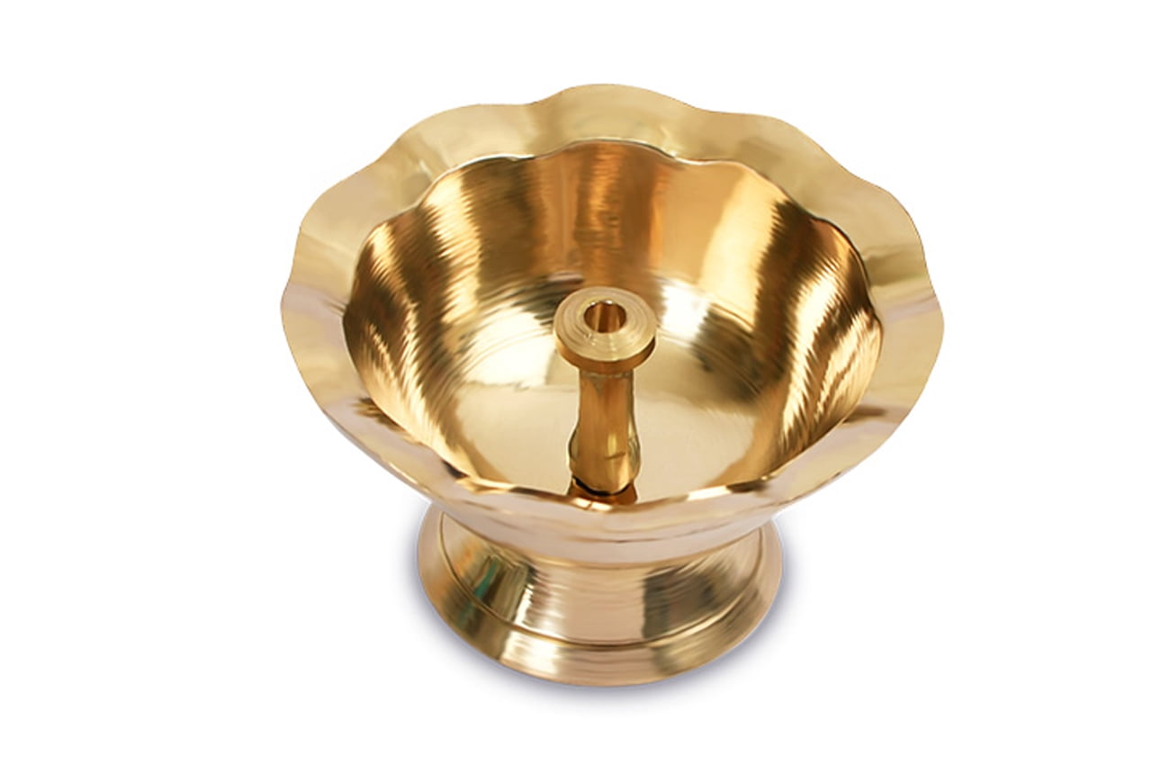 Floral Oil Lamp in Brass