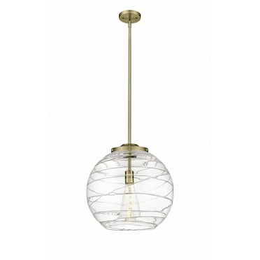 221-1S-AB-G1213-16-Innovations Lighting-Athens Deco Swirl - 1 Light Pendant In Industrial Style-17.13 Inches Tall and 15.75 Inches Wide-Antique Brass