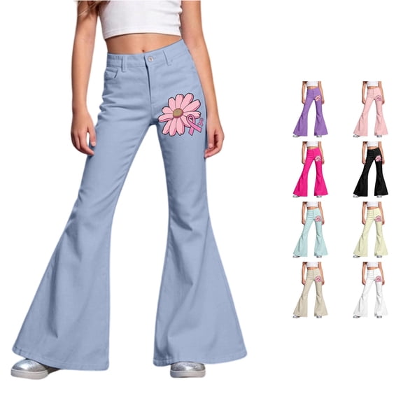 XUANTAOO Girls Flare School Uniform Pants Fashion Girls Back to School Clothes Pants for Girls 7-8 Years