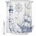 thumbnail image 2 of Nautical Ship Lighthouse Waterproof Fabric Shower Curtain,Ocean Anchor Rudder Lines Art Waterproof Fabric Shower Curtain for Bathroom Curtains Bathtubs Shower Curtains with 12 Hooks Extra Long 72x96, 2 of 8