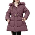 thumbnail image 5 of Stylish Long Waist Flattering Winter Coat For Girls With Warm Filling And Detachable Hood,Size:5-6 Years, 5 of 6
