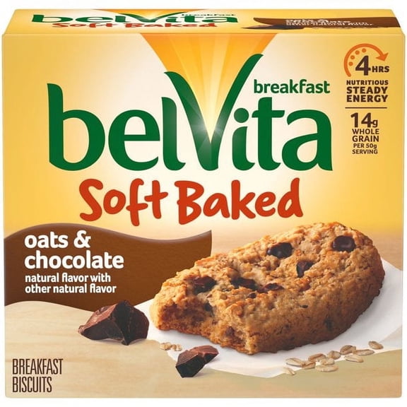 2 BOXES Belvita Soft Baked Oats & Chocolate Breakfast Biscuits, 5 Packs (1 Biscuit Per Pack)
