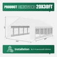 thumbnail image 2 of Clouddwell Heavy Duty 20X30FT Party Tent, Large Outdoor Wedding Tent with Removable Sidewalls & Sandbags, Commercial Wedding Large Tent,Carport, BBQ,UV 50+, Waterproof, White, 2 of 9