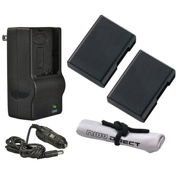 Nikon D5500 High Capacity 'Intelligent' Batteries (2 Units) + AC/DC Travel Charger + Nwv Direct Microfiber Cleaning Cloth.