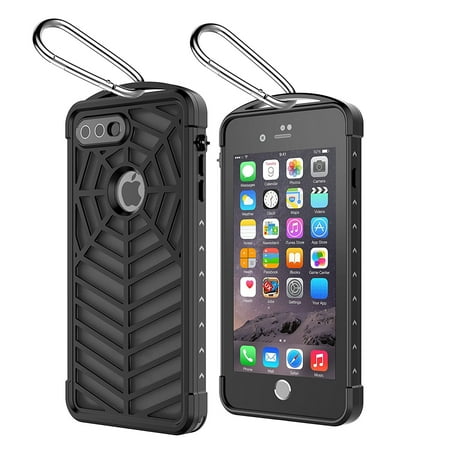 - For iPhone 6/7/8 Plus Case Waterproof,Sport Case Spider Series IP68 With Touch ID Shockproof Drop proof Snowproof Dirtproof Spiderweb Design Case Full Body Rugged Case Transparent Black