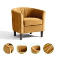 thumbnail image 3 of LINSY HOME Accent Chair Set of 2, Velvet Accent Chair with Ottoman for Living Room, Yellow, 3 of 6