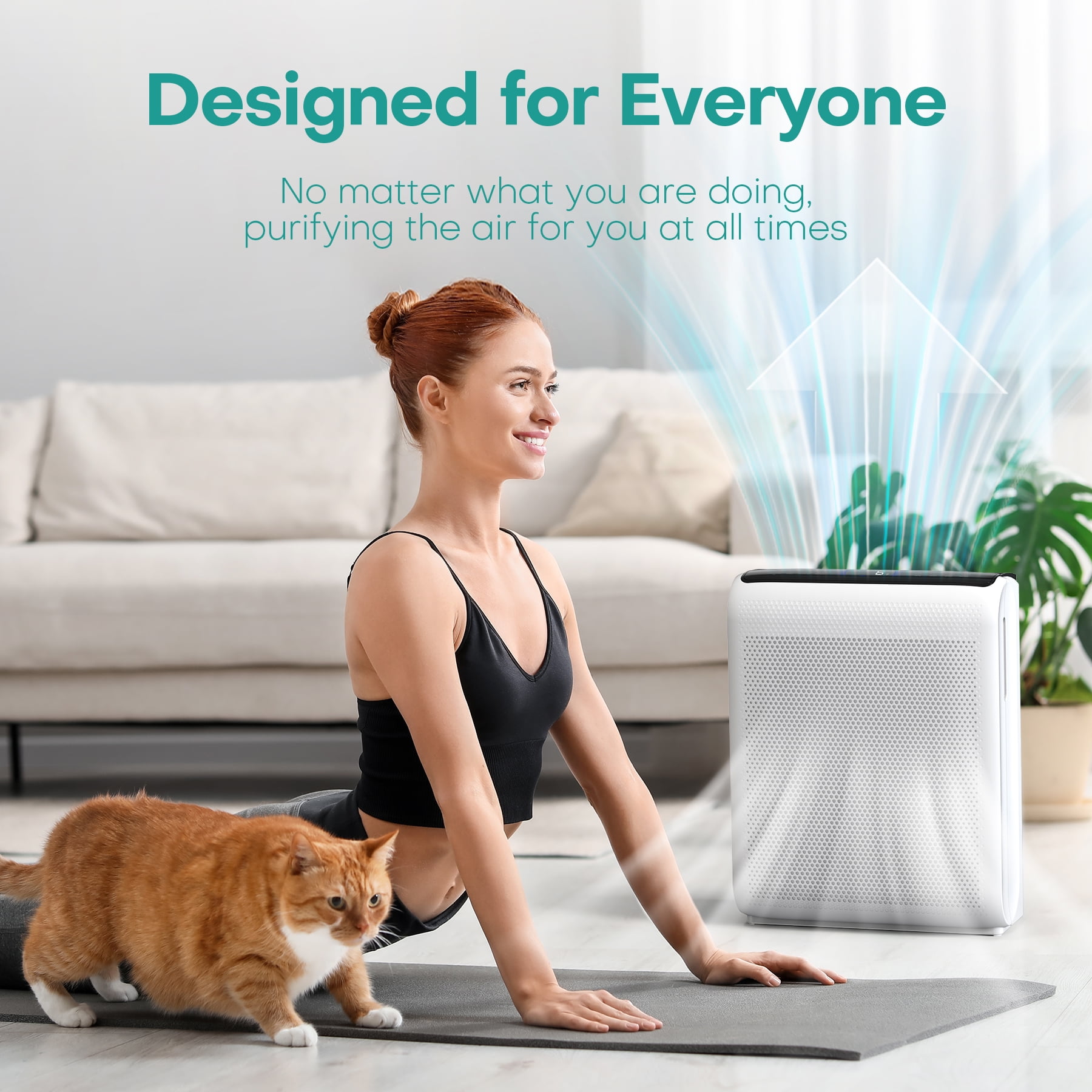 KLOUDIC Air Purifier for Home Large Room Up to 1900 Sq. Ft with Washable Filters, Air Quality Sensors for Pet hair, Pollen, Smoke, Air Cleaner for Bedroom