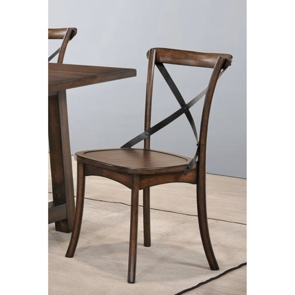 2pcs Dark Oak Side Chairs With Black Metal Frame - Rustic Industrial Style For Home Decor Of 2 Seating Details Versatile Style, Construction