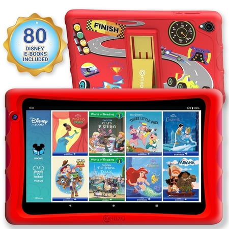 Contixo 8" Kids Tablet, 2025 Model, 80 Disney eBooks, 64GB, Android 13, Kid-Proof Case & Kickstand - Red