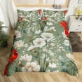 thumbnail image 2 of Hippie Floral Full Duvet Cover Cartoon Cardinal Bird Bedding Set,Animal Bed Set Adult Watercolor Leaves Flowers Comforter Cover,Mid Century Abstract Bedspread Cover, 2 of 6