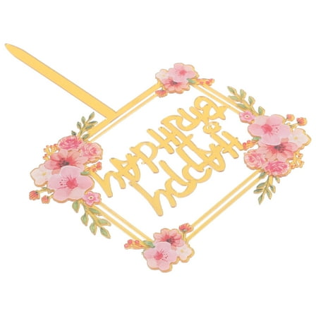 DEEPCRAFF  Birthday Sign Decoration Cake Topper Pink Happy Toppers Baby