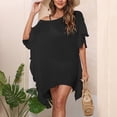 thumbnail image 4 of Odeerbi Beach Dresses for Women 2025 Ruffle Solid Loose Bikini Dress Black, 4 of 6