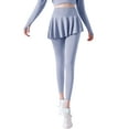 thumbnail image 1 of WLJ Women Solid Color High Waist Pocket Yoga Leggings with Attached Pleated Skirt, 1 of 7