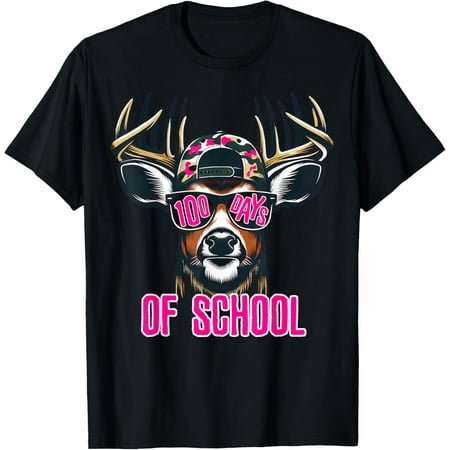 Bucked 100 Days of School Funny Camo Deer Hunting Kids Boys Girls T-shirt