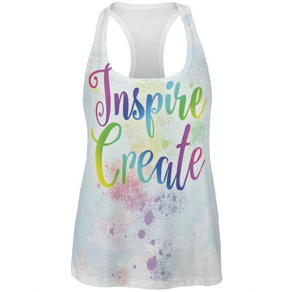 Inspire and Create Pastel Half Tone Art All Over Womens Work Out Tank Top Multi LG