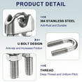 thumbnail image 3 of 12 Pcs M8 5/16" Abrazaderas de Cable U-Bolt para Aparejo de Cuerda de Tienda Sistema de Barandilla, 3 of 6