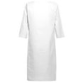 thumbnail image 5 of Women Athleisure Shirt Dress Breathable V-Neck Elbow-Length Dress Solid Pull-On Mid-Length Night Out Cotton and Linen Short Sleeve Holiday Semi Casual Women's Mini Dress Solid Color, 5 of 8