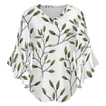 thumbnail image 5 of Green Leaves Seamless Pattern Women's V-Neck Blouse With 3/4 Ruffled Bell Sleeves Casual Top Ladies Blouses, 5 of 7